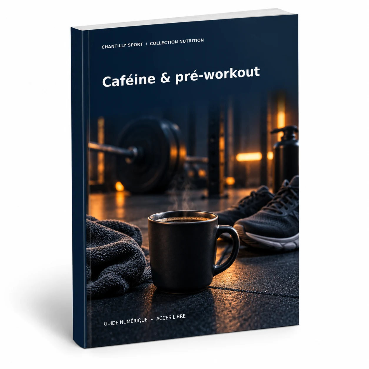 Maquette en volume de l’e-book Caféine et pré-workout : choisir sans se précipiter