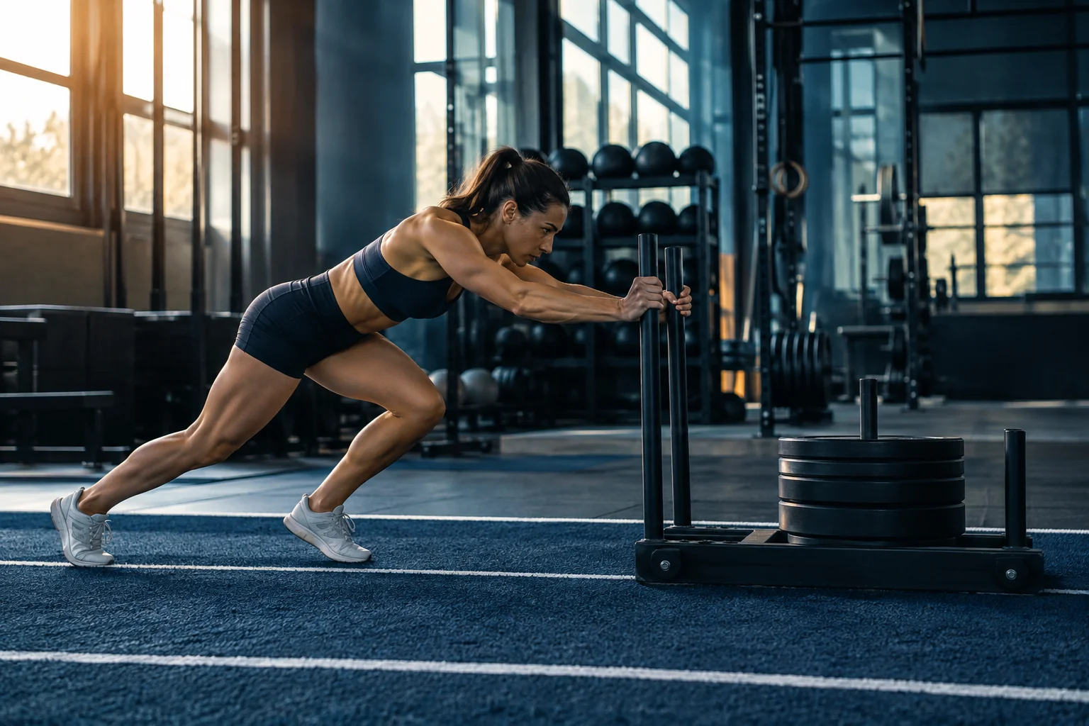 Illustration de l'article Sled Push Hyrox : comment travailler la poussée du traîneau ?